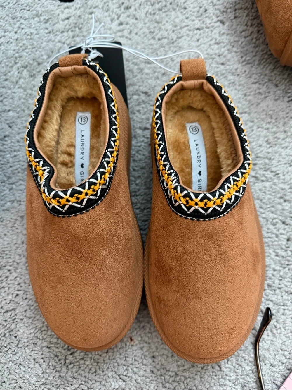 Girls Laundry Girl Platform Slippers Tan Black Size 13